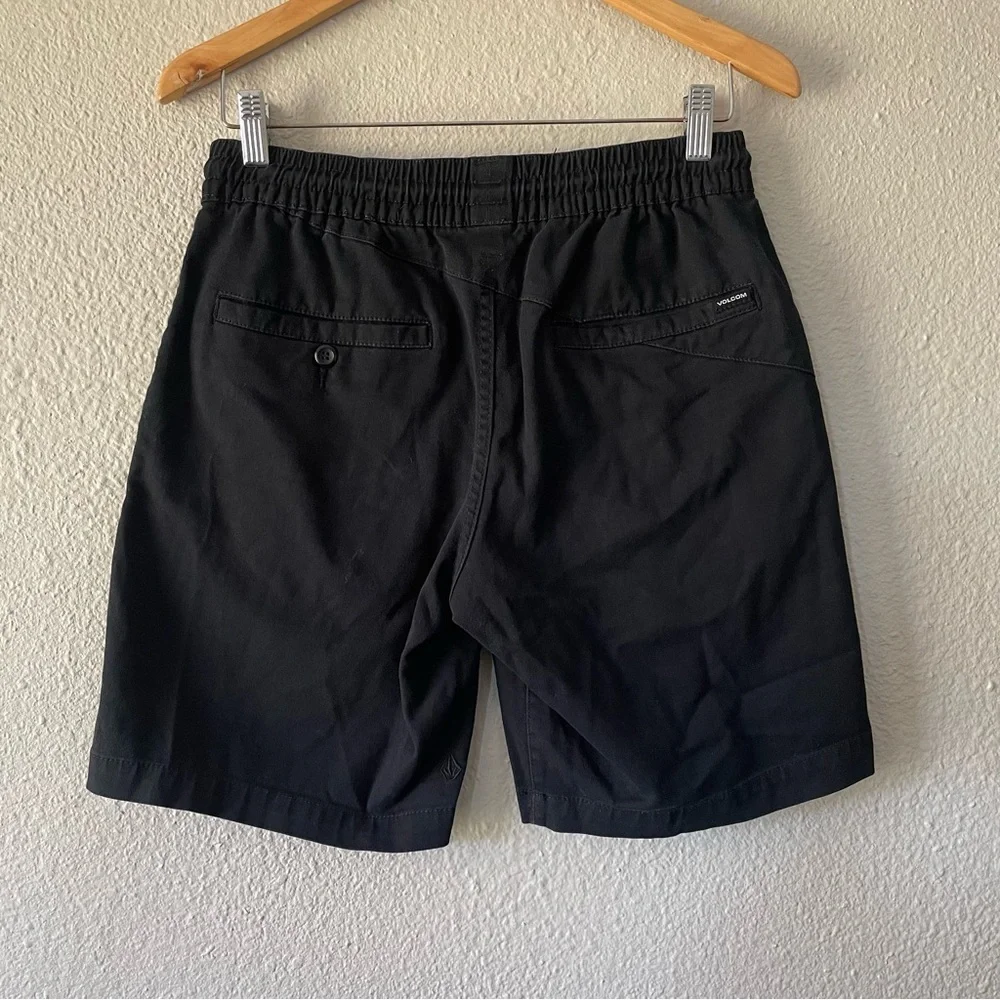 Volcom Frickin Elastic Waist Shorts Mens S Black Chino Drawstring Pockets Skater - Picture 5 of 12